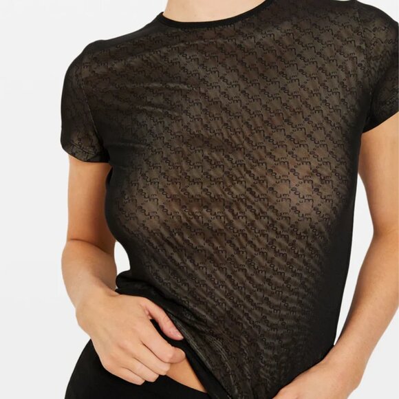 Miaou Monogram Mesh Tee – Black Sheer – Excellent Condition - Picture 2 of 2